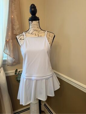 Puma Light Blue Athletic Peplum Tank Top Open Back Flowy Activewear / Large NWT
